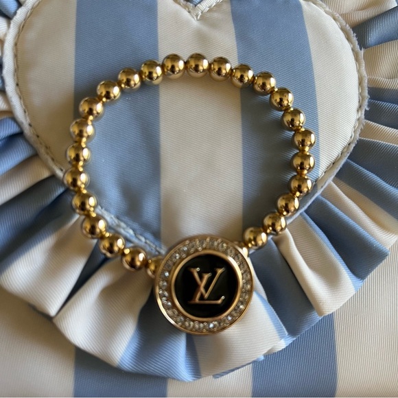 Repurposed LV button charm bracelet with gold filled tarnish free beads - Picture 4 of 4
